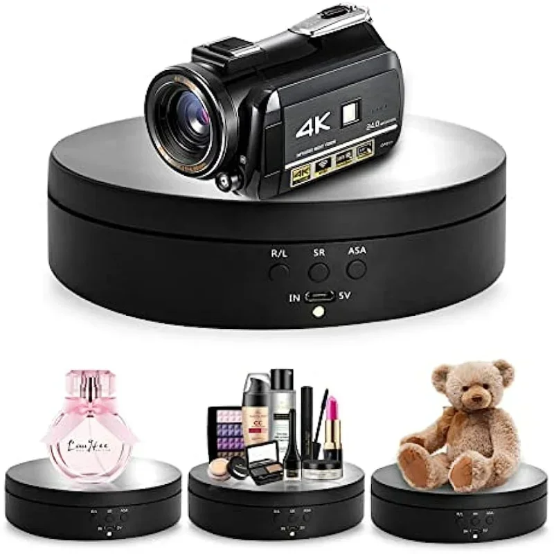 5.4 in Rotating Display Stand,360 Degree Motorized Turntable Display Stand for Photography Products and Shows 138mm Black,White