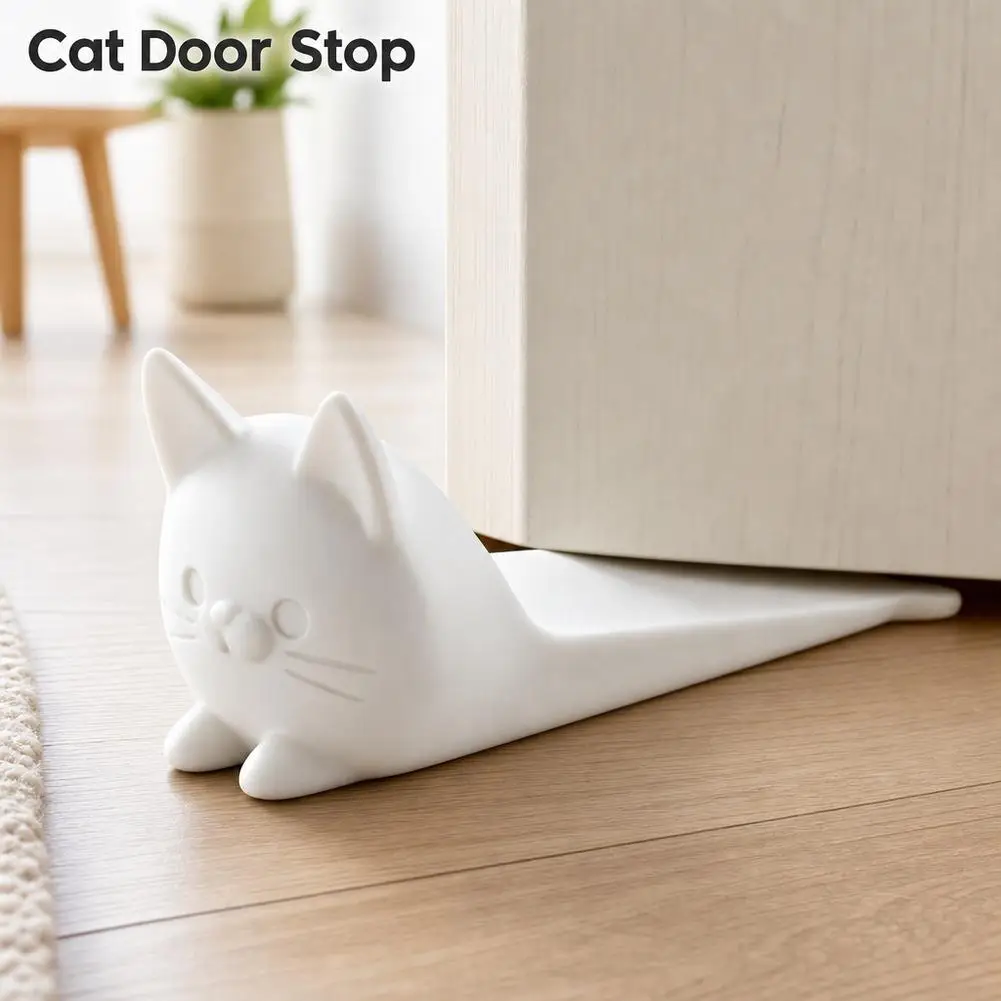 3D Printed Cat Door Stopper PLA Animal Figurine Decorative Doorstop Floor Protector Non-Slip Base Home Decor Gift