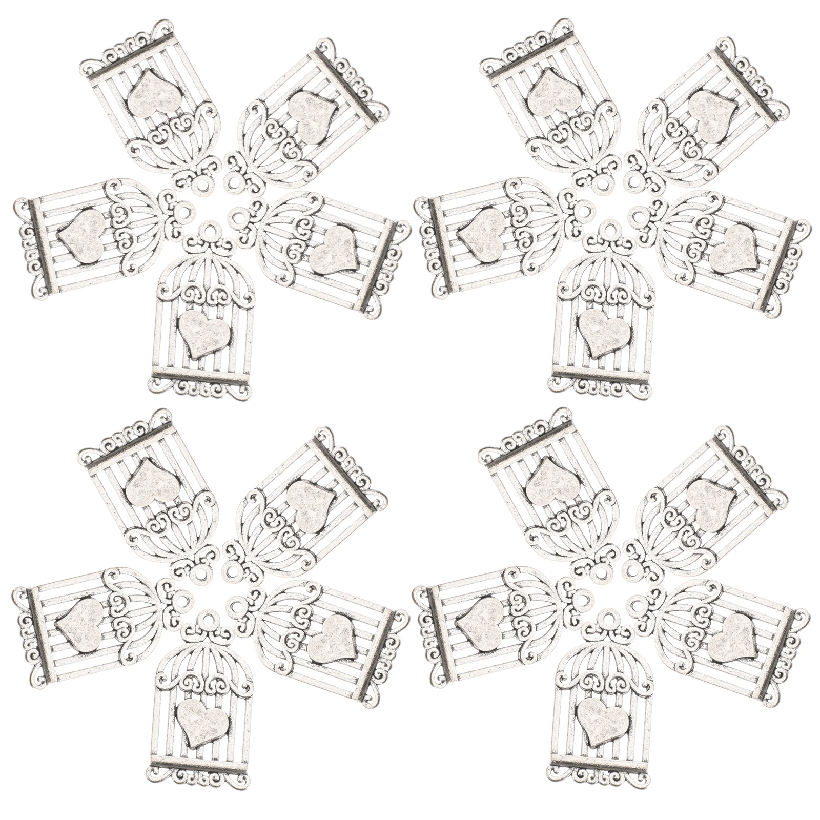 

40pcs Alloy Pendant Charms Bird Cage Design For Diy Jewelry Making Craft Accessories Vintage Style Diy Supply Pendants
