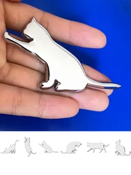 Car metal logo three-dimensional pet cat personality creative body tail logo decoration scratch cover sticker