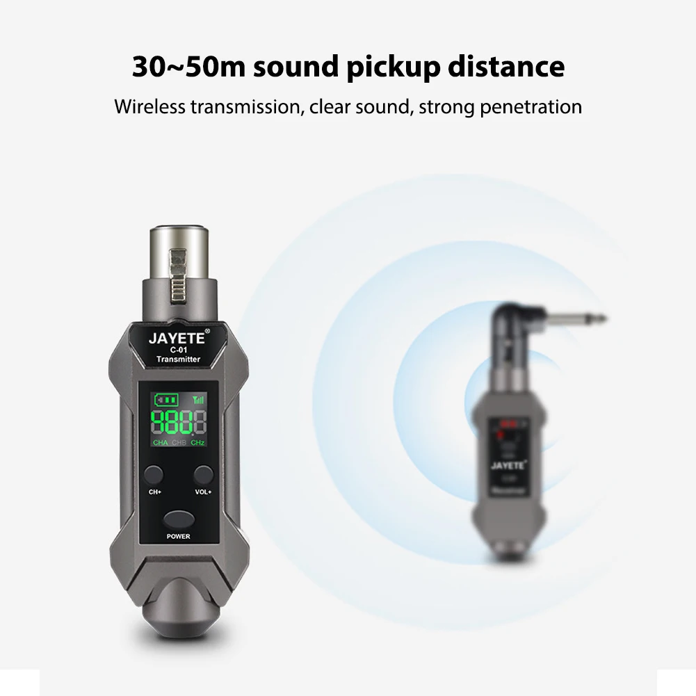 UHF Wireless Microphone XLR Transmitter Receiver 30m-50m Rang Wireless Mic Adapter for Dynamic Microphone Audio Mixer PA System