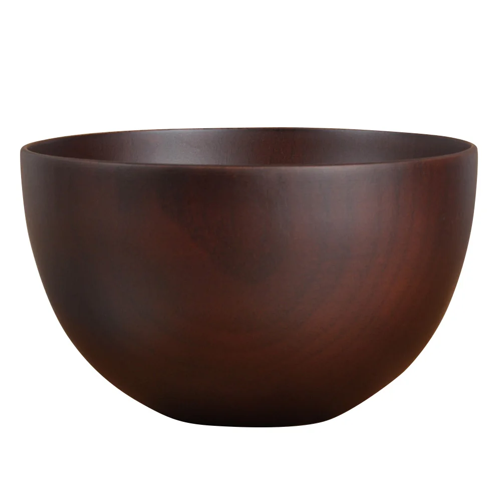 Japanese Style Wooden Bowls, Salad, Noodle, Fruits and Cereal Wooden Bowl Tableware, Red-Brown