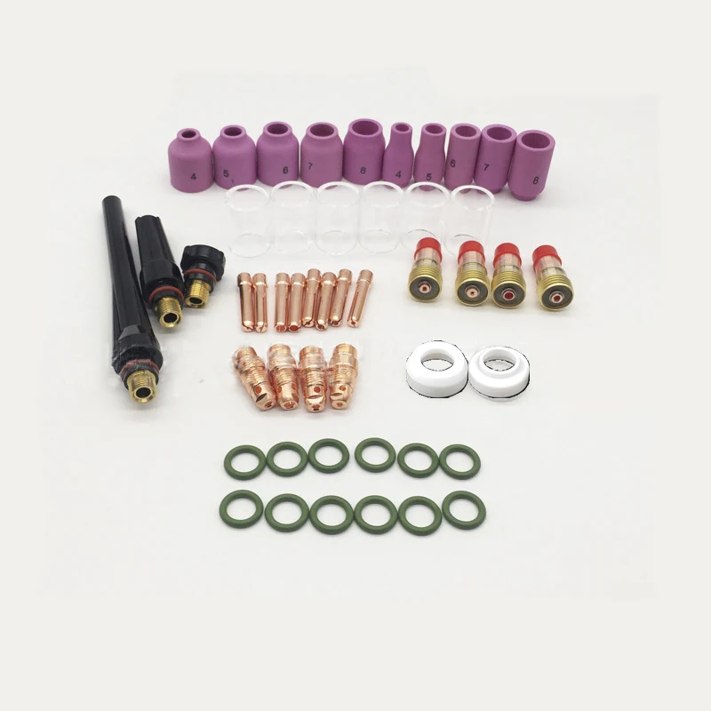 

49pcs Gas Lens+#10 Pyrex Glass Cup Easy Use Practical Accessories Welding Torch Kit Argon Arc Tool For WP TIG 17/18/26