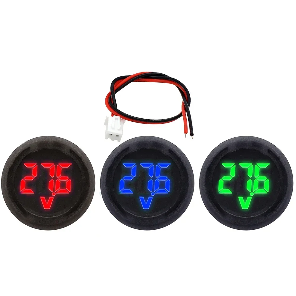 1PCS LED Digital Display Circular Two-wire Voltmeter DC 4-100V Digital Voltmeter Head Display Reverse Connection Protection