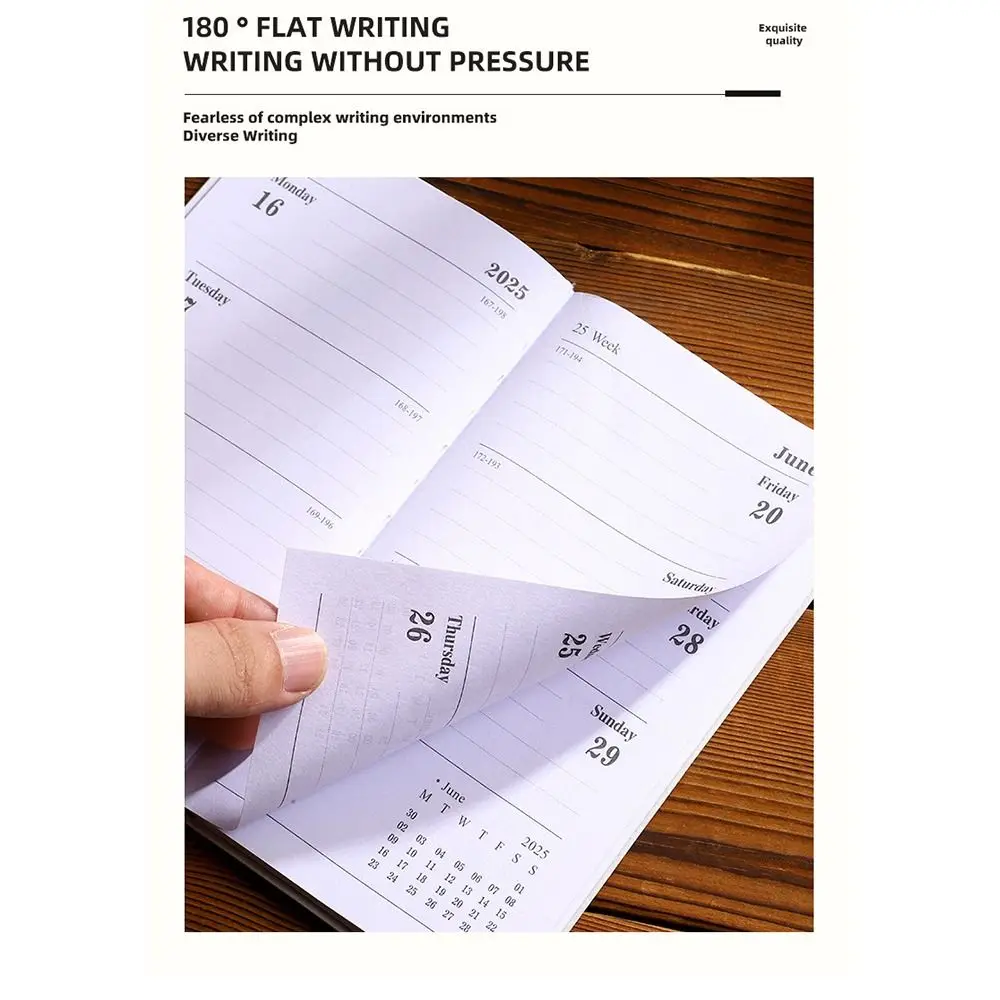 Time Management 2025 English Agenda Book Daily Plan Leather 2025 A6 Pocket Notebook Taking Notes To Do List