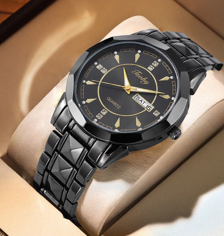 Часы наручные мужские деловые, Модные прочные, крутые, красивые, с двойным календарем, классические, для студентов