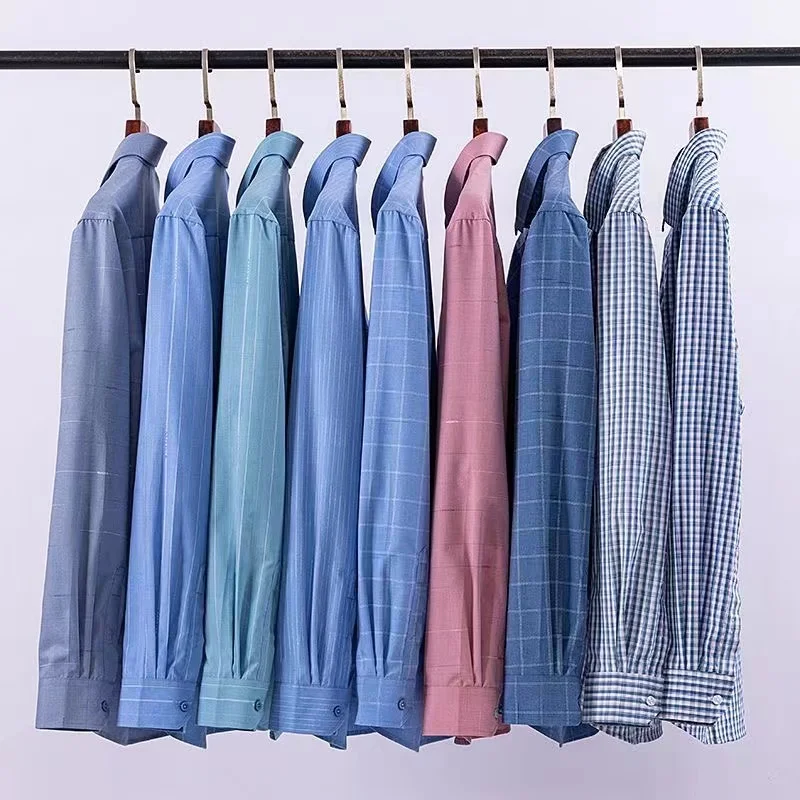 High Quality Men\'s Shirts Spring Autumn Long Sleeve Wrinkle Resistant Non Ironing Stripe Man Clothing Big Size 5XL 6XL 7XL