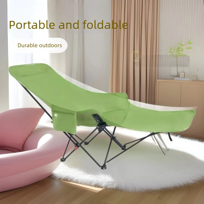 Portable Outdoor Moon Recliner Chair, 4‑Position Adjustable Folding Leisure Seat with Footrest for Camping, Beach, Fishing