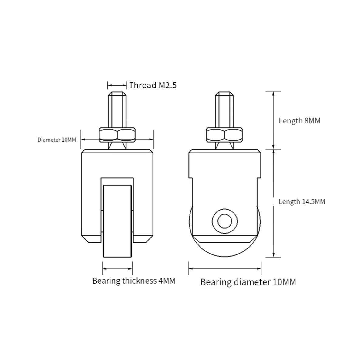 Roller Contact Point for Dial Indicator 10mm Diameter Wheel M2.5 Thread Stainless Steel Roller Measuring Head