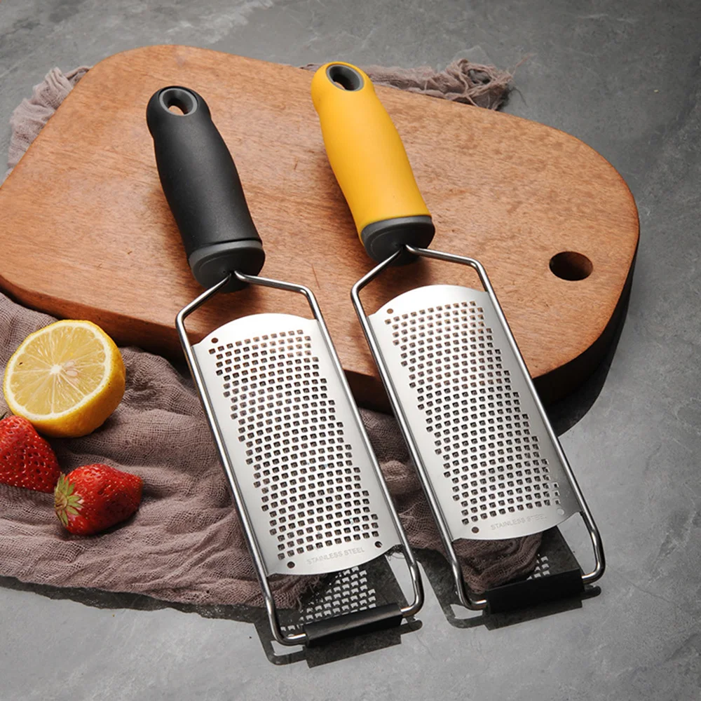Cheese Grater & Lemon Zester With Protect Cover Cleaning Brush Stainless Steel Cheese Slicer Dishwasher Safe Kitchen Gadget