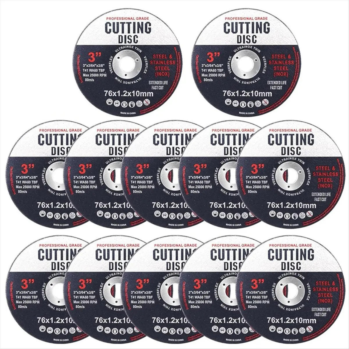REST 12Pack Cutting Discs, Cutting Disc 76 mm, Cutting Disc 76 mm Wood and Metal, Serrated Disc 76 mm