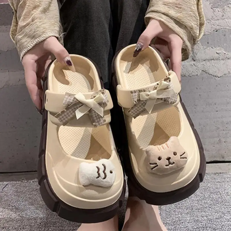 

New Cute DIY Cat Fish Fashion Clogs For Women Indoor Street Slippers Soft EVA Close Toe Platform Shoes Female Leisure Mulers