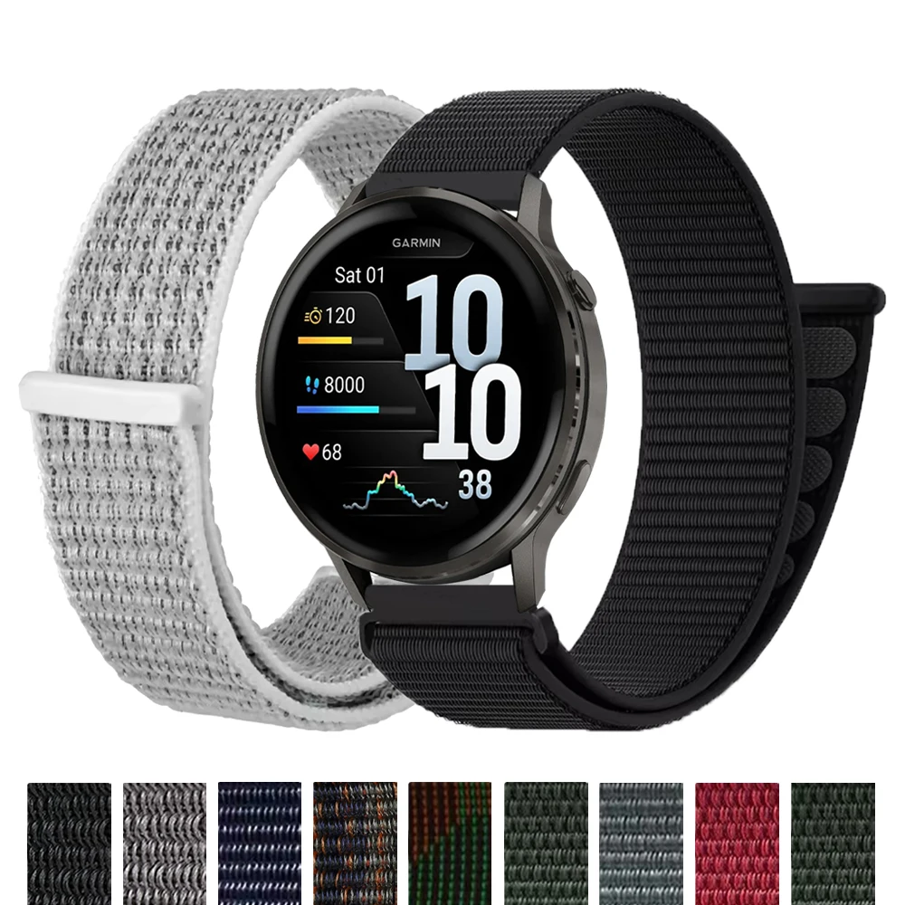 20 مللي متر 22 مللي متر حزام ساعة من النايلون للغارمين Venu 4 3 2 plus حلقة حزام Forerunner 570 265 255 165 245 Music/Vivoactive 6 5 4 سوار #1
