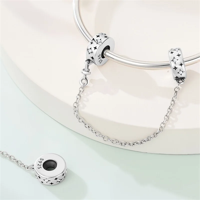 

Classic 925 Sterling Silver Starlight Safety Chain Fit Original Bracelet DIY For Women Fashion Fine Birthday Jewelry Gifts