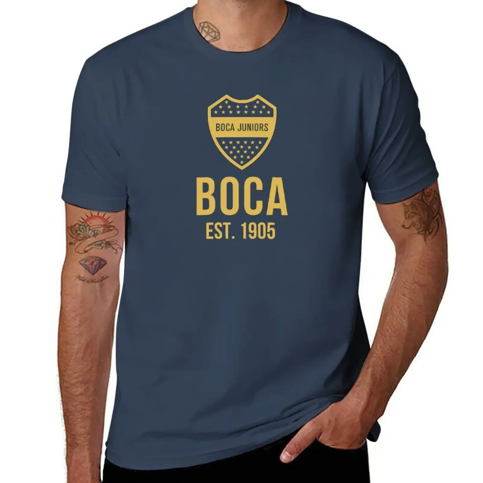 Boca Juniors Gold T-Shirt aesthetic clothes summer clothes plain black t shirts men