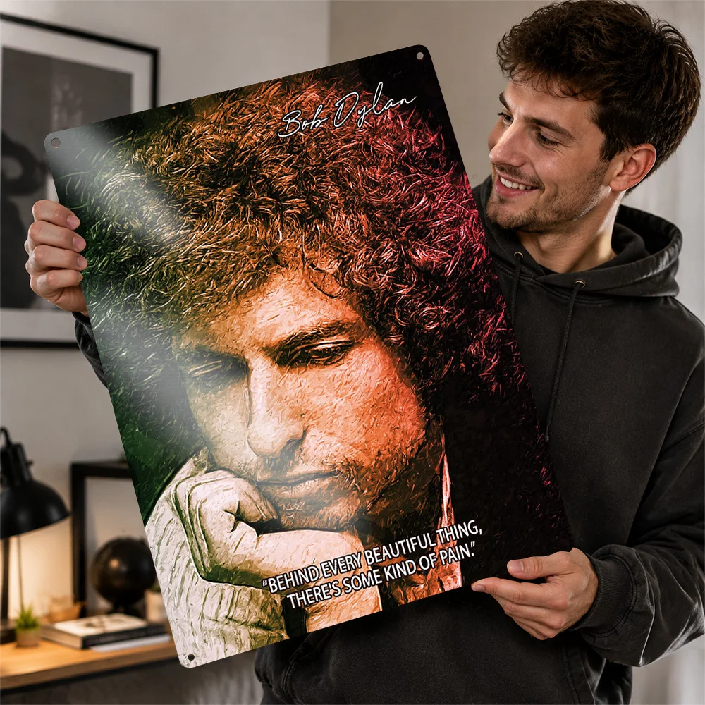 Bob Dylan Beauty Quote Textured Metal Poster Retro Photographic Wall Art For Bedroom Personalized Aluminum Sign Music Fan Gift