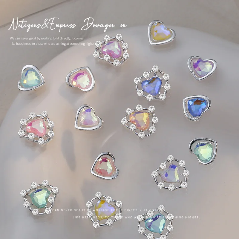 10pcs/lot Popular Love Alloy Nail Enhancements Dopamine Cool and Cool Style, High end Design Sense Nail Jewelry Diamond 2