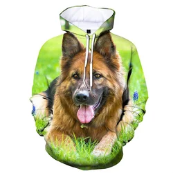 Cute 3D Printed German Shepherd Hoodie Men Fashion Casual Long Sleeves Dog Pattern Hoodies Pullover Street Kids Sweatshirts