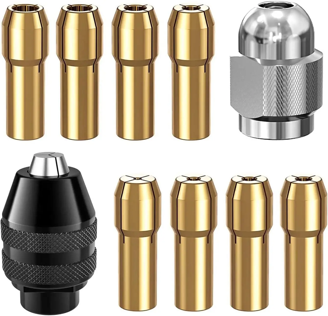 

10 шт. комплект поворотных патронов с гайкой M8 и латунными цангами 4,8 мм для прецизионного сверления
