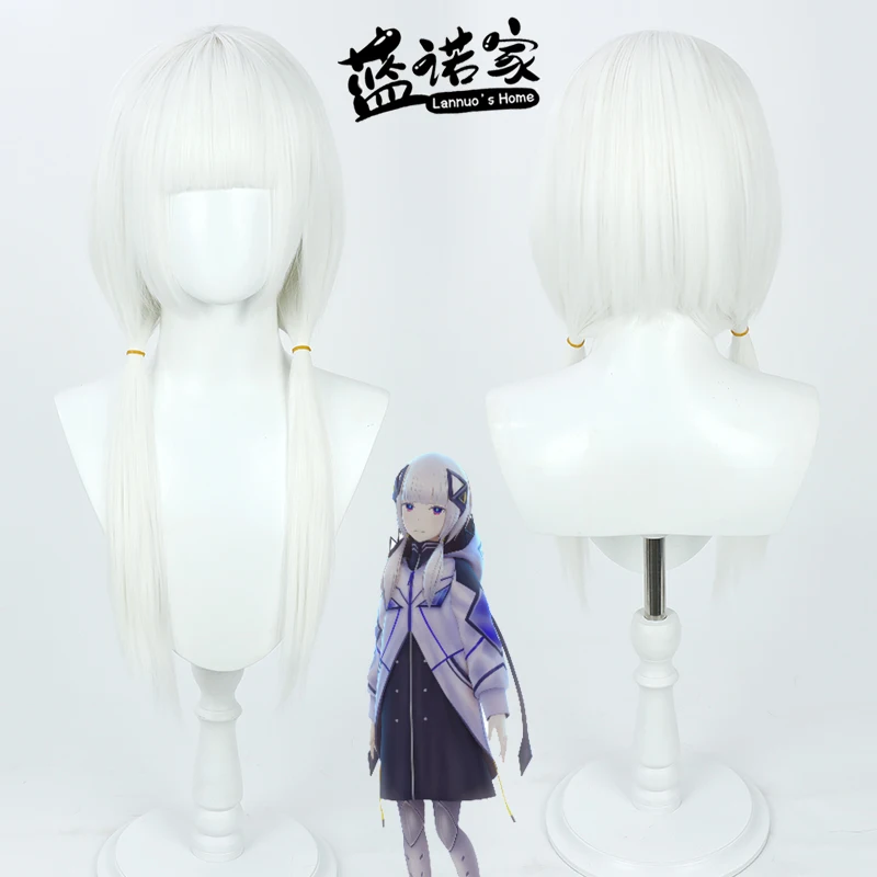 

Synthetic Hair Kafu Cosplay Wigs Anime Virtual YouTuber Kafu Halloween 60cm Women Long Straight White Wig Heat Resistant