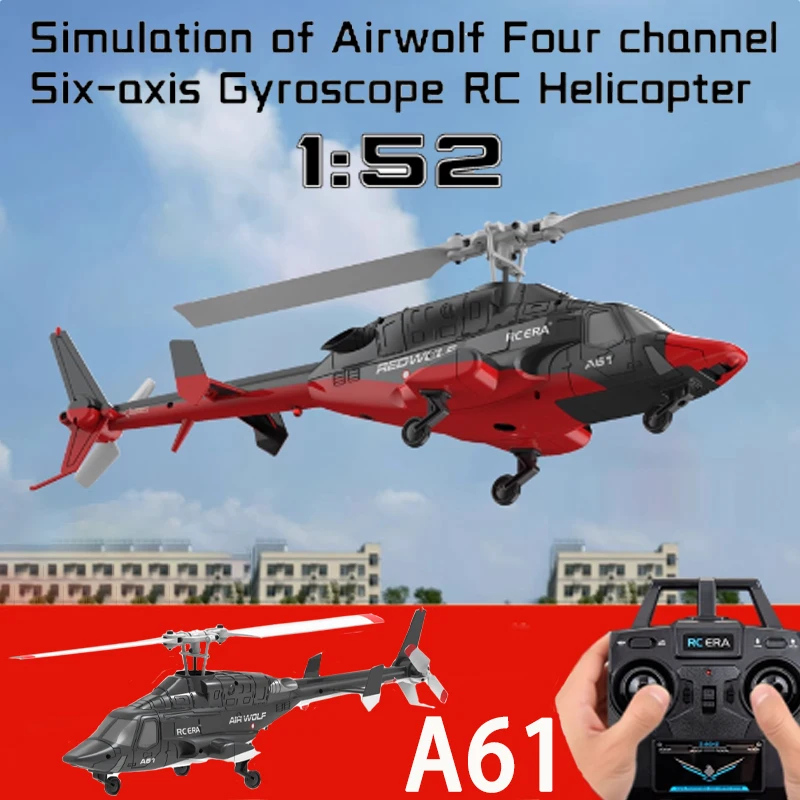 2025 RC ERA New A61 RC 1/52 Simulation Airwolf 4-channel 6-axis Drop resistant Helicopter Remote Controlled Adult Children's Toy