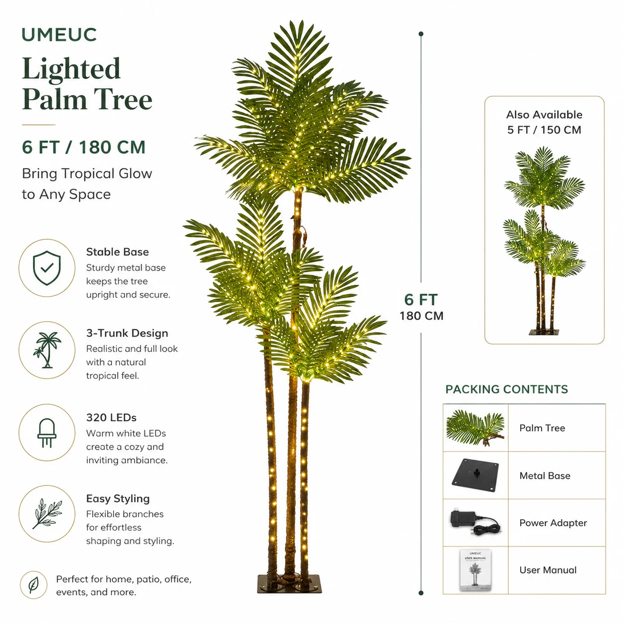 Palmera artificial con luces L - Home Decor Lighting Tree reseña y precio