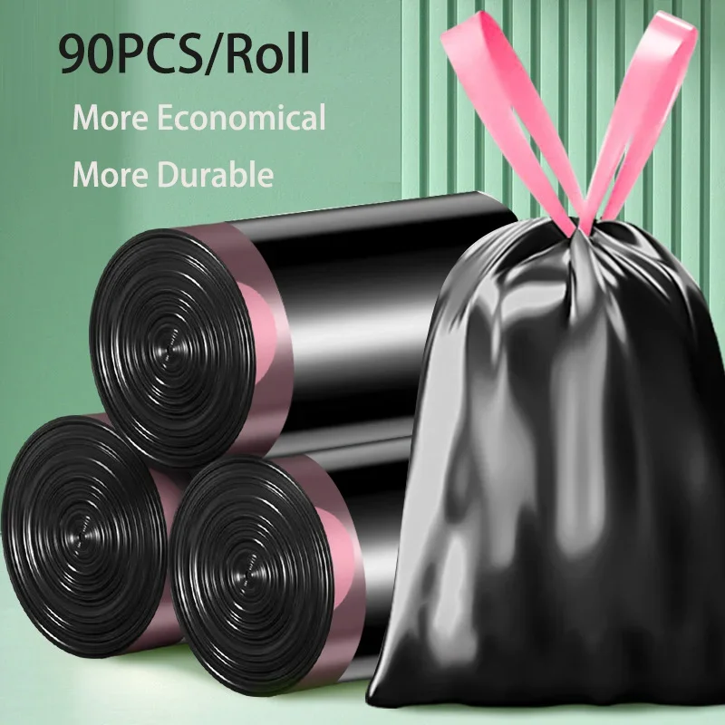 90pcs/180pcs Kitchen Household Drawstring Type Garbage Bag,4 Gallon Trash Bags Drawstring 4 Gallon Heavy Duty Drawstring