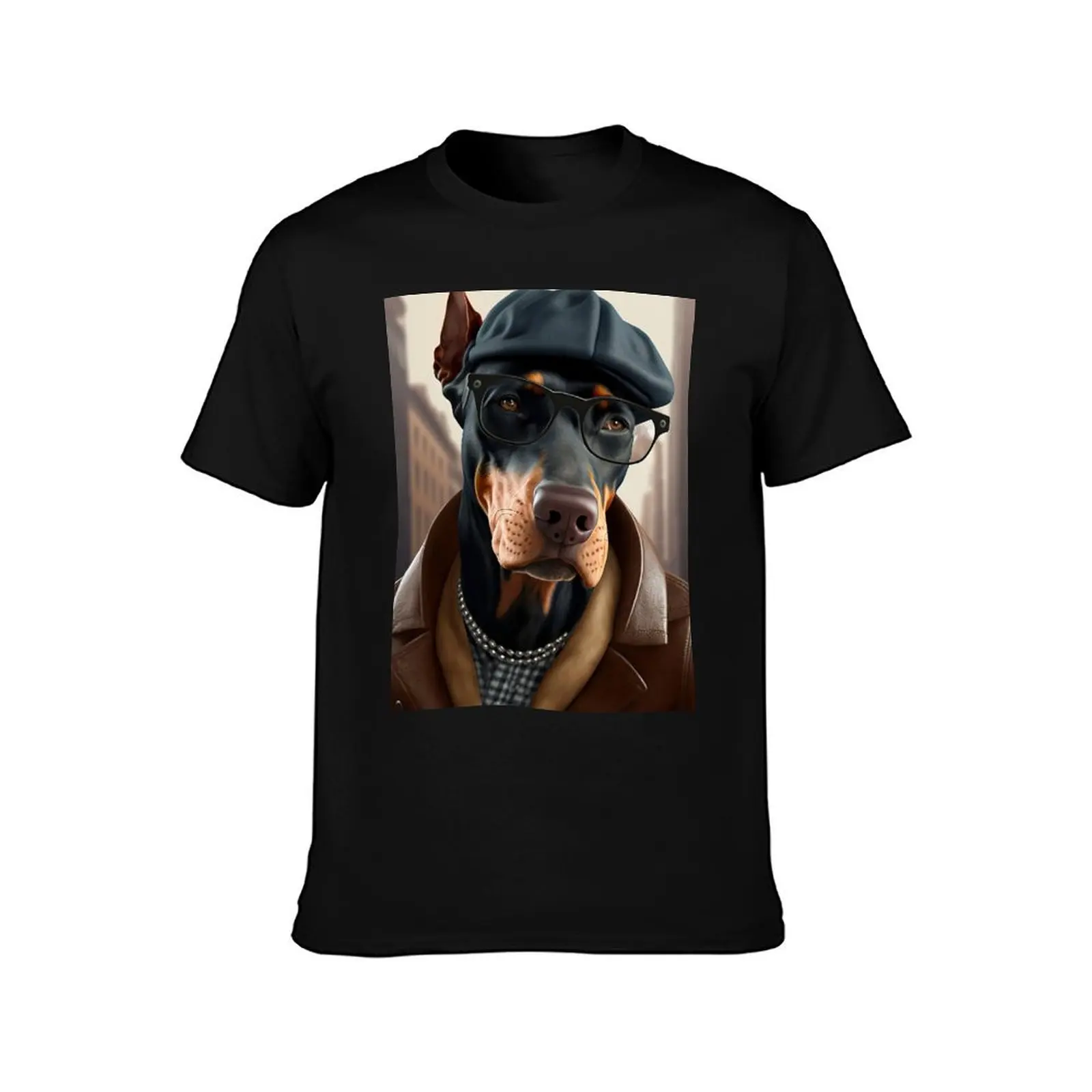 Dobermann Hipster Dog T-Shirt aesthetic clothes graphic shirts men clothings