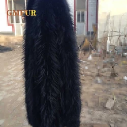 Real Raccoon Fur Collar Womens Winter Natural Fur Scarf Real Fur Shawl Fox Collar Black Fur Scraves 70cm