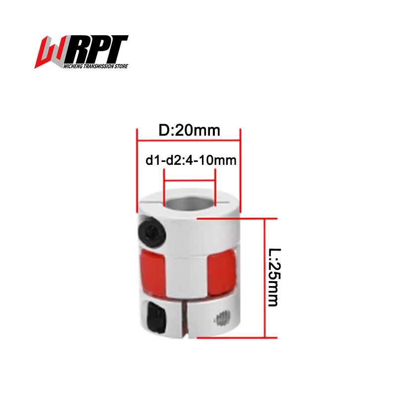 

Plum Blossom Coupling Star Screw Encoder Elastic High Torque Coupling Servo Motor Aluminum Coupling XB-20X25