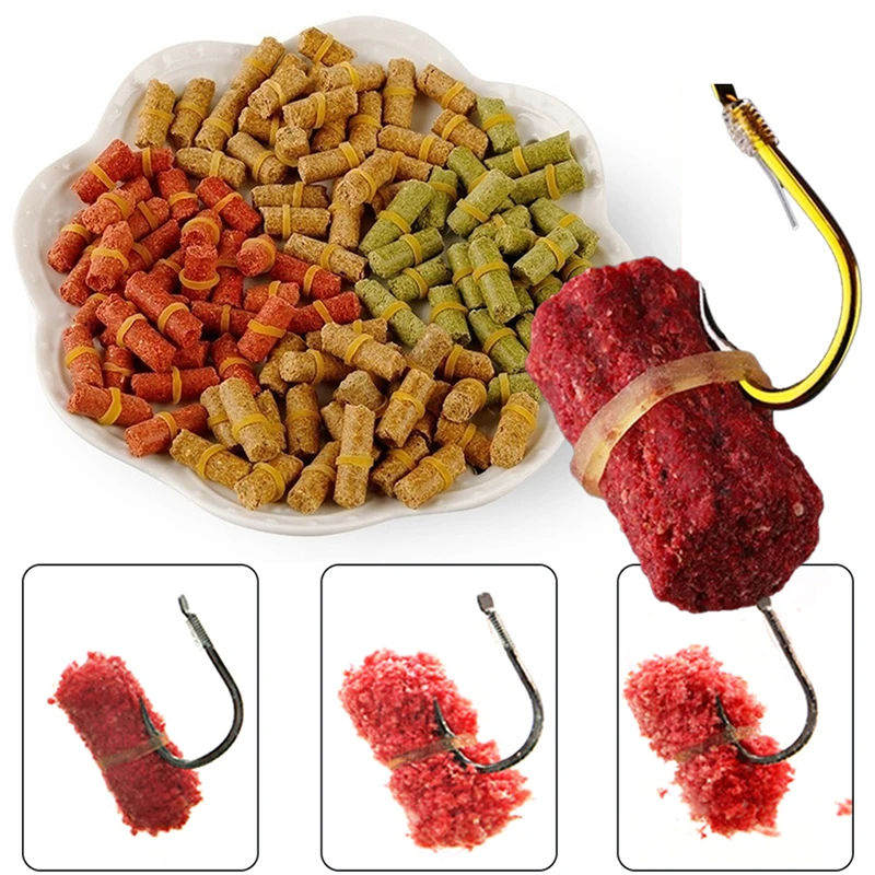 130 Pcs Carp Fishing Bait Food Grass Carp Bait Lure Formula Insect Particle Boilie Pellets Hook Up Baits Rubber Band Particle