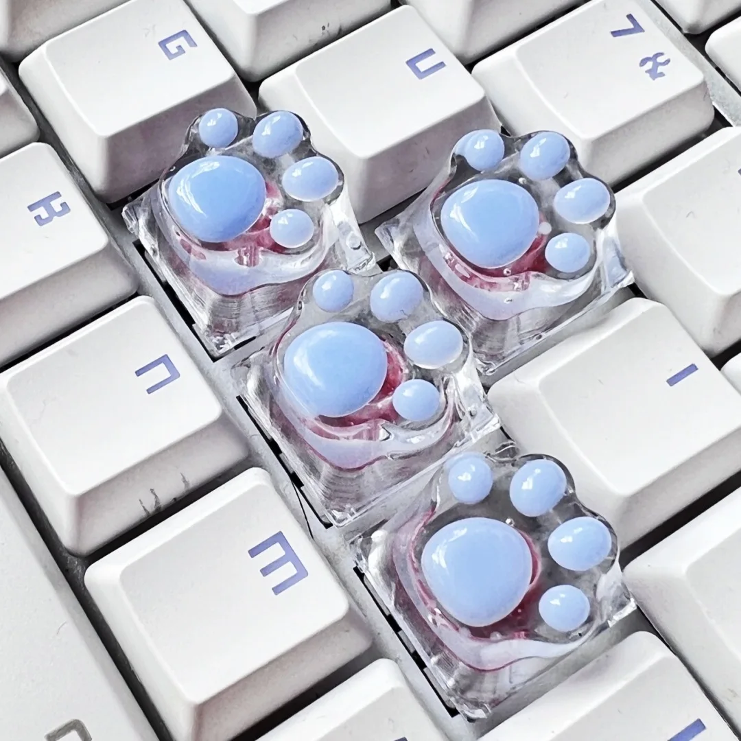 Pink personalized light-transmitting cute cat claw keycap resin cross shaft mechanical keyboard keycap single