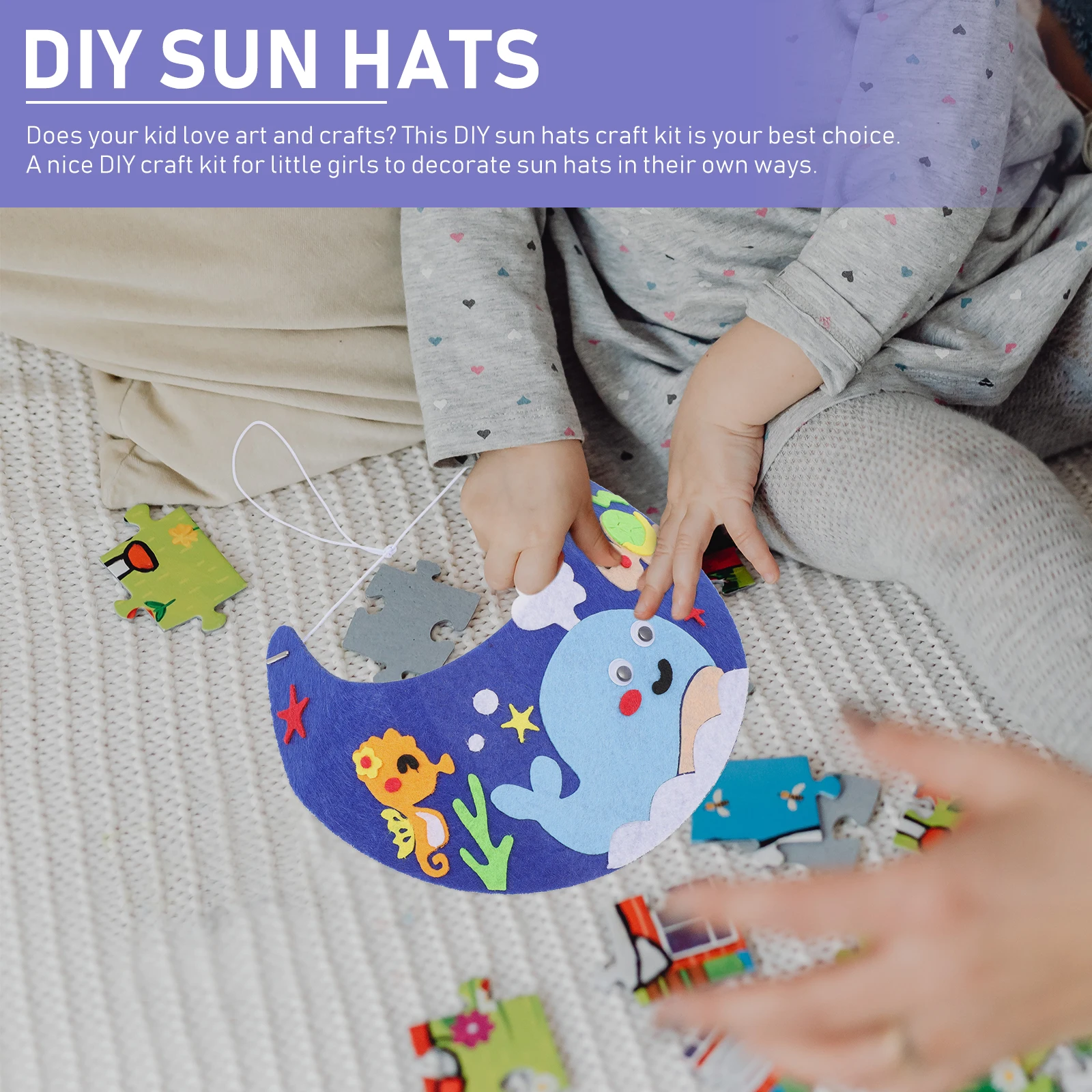 

3Sets DIY Non-Woven Sunbonnet Craft Kit Handmade Creative Accessories Party Decoration Non-Woven Sunbonnet Crafts Kit