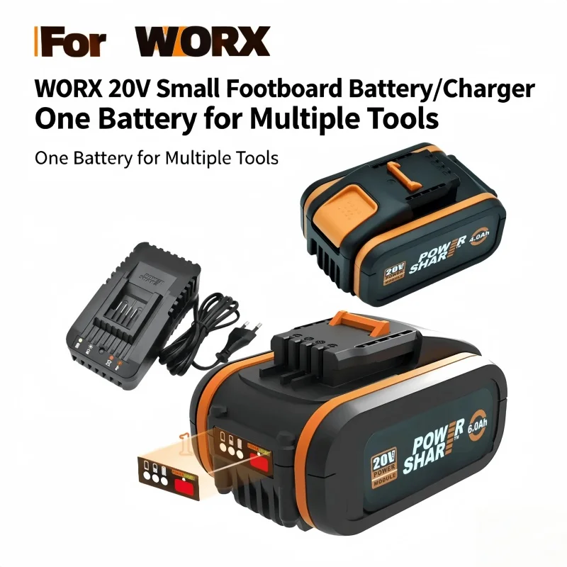 

2026 WORX WA3639 20V 6Ah PowerShare Battery with LED Charging Indicator, Compatible with All WORX 20V Tools, High-power Battery