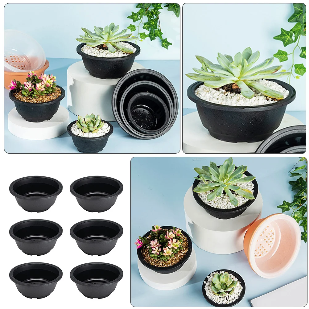 6 Pcs Plastic Flower Pot House Plants Home Household Planter Bonsai Pots Succulent