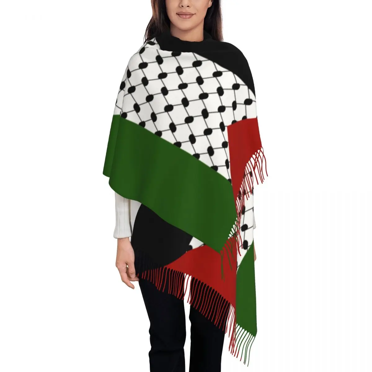 Palestine Flag Women's Pashmina Shawl Wraps Fringe Scarf Long Large Scarf