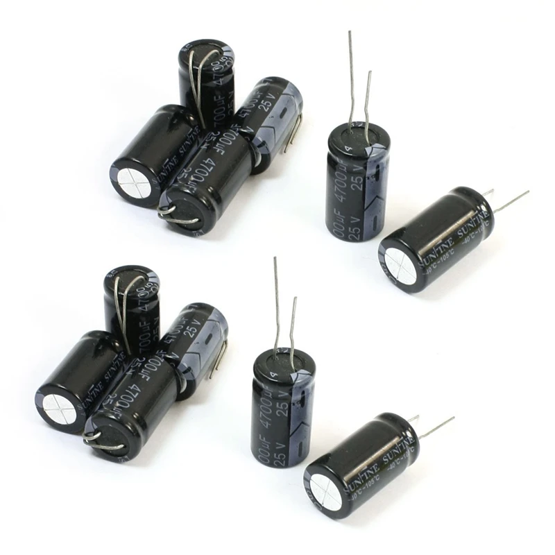 12 Pcs 4700UF/25V Radial Leads Aluminum Electrolytic Capacitor