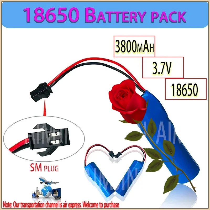 

Rechargeable 3.7V 18650 3800mAh Battery Li-Ion Battery for with PCB Microphone Recorder RC Car SM Plug Replace battery