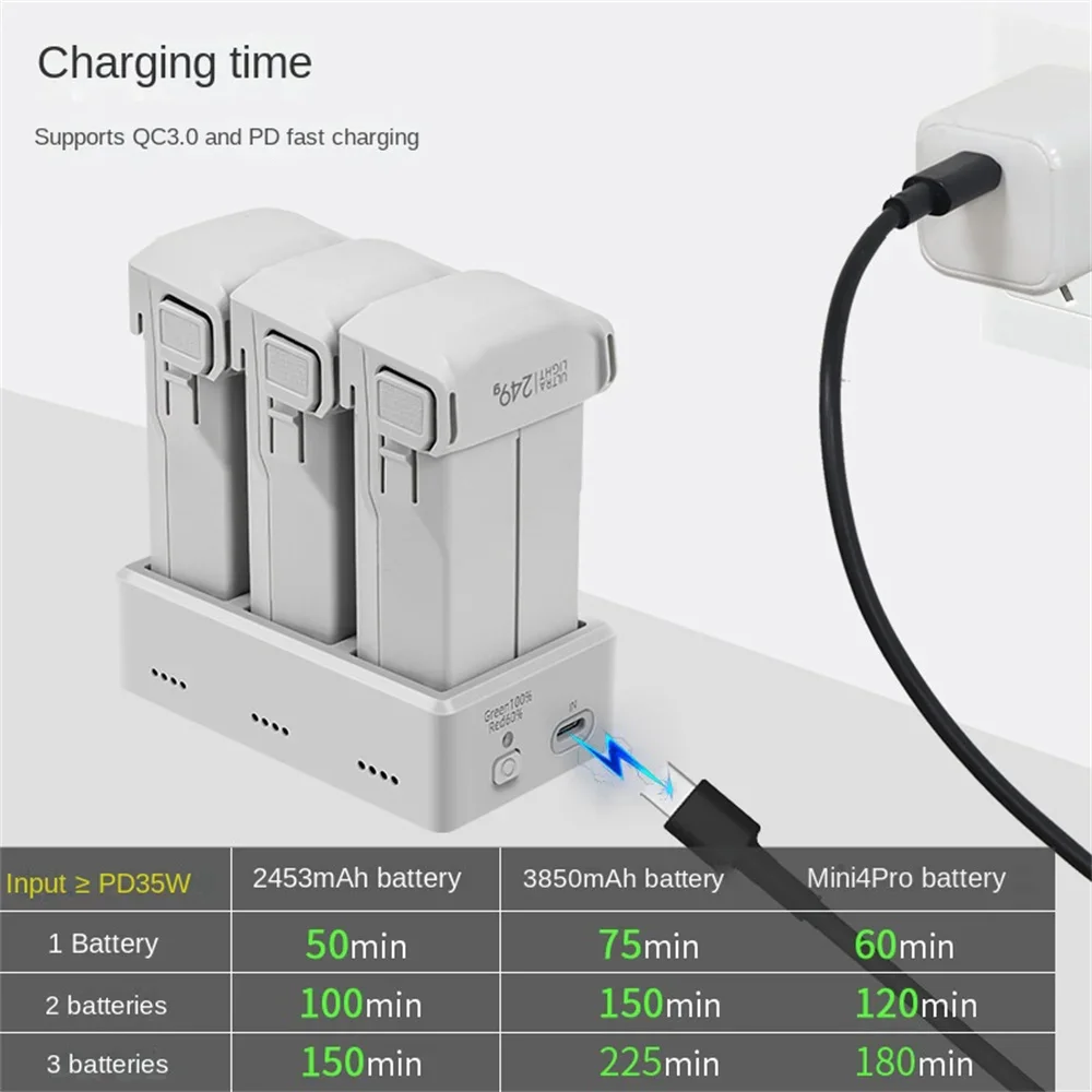 Battery Fast Charger For DJI Mini 3 / Mini 3 Pro / Mini 4 Pro Flight Battery Charging Hub For DJI Mini 3 /4 Drone Accessories