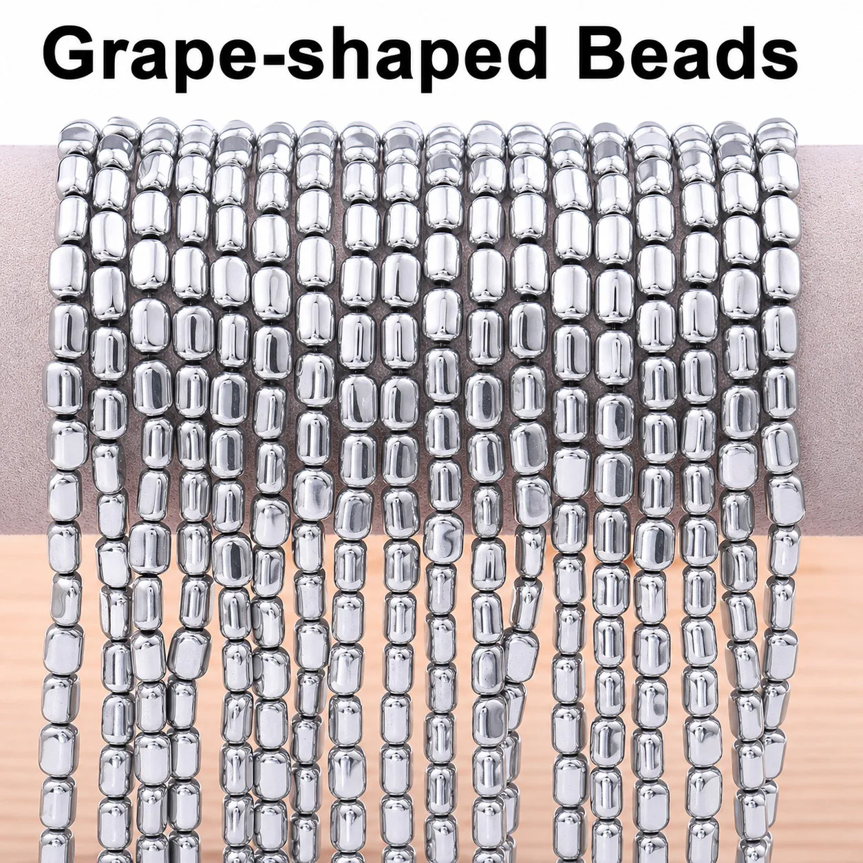 8x5/7x4mm Plated White K Natural Hematite Grape Shape Irregular Loose Beads Strand For DIY Bracelet Necklace Jewelry Making