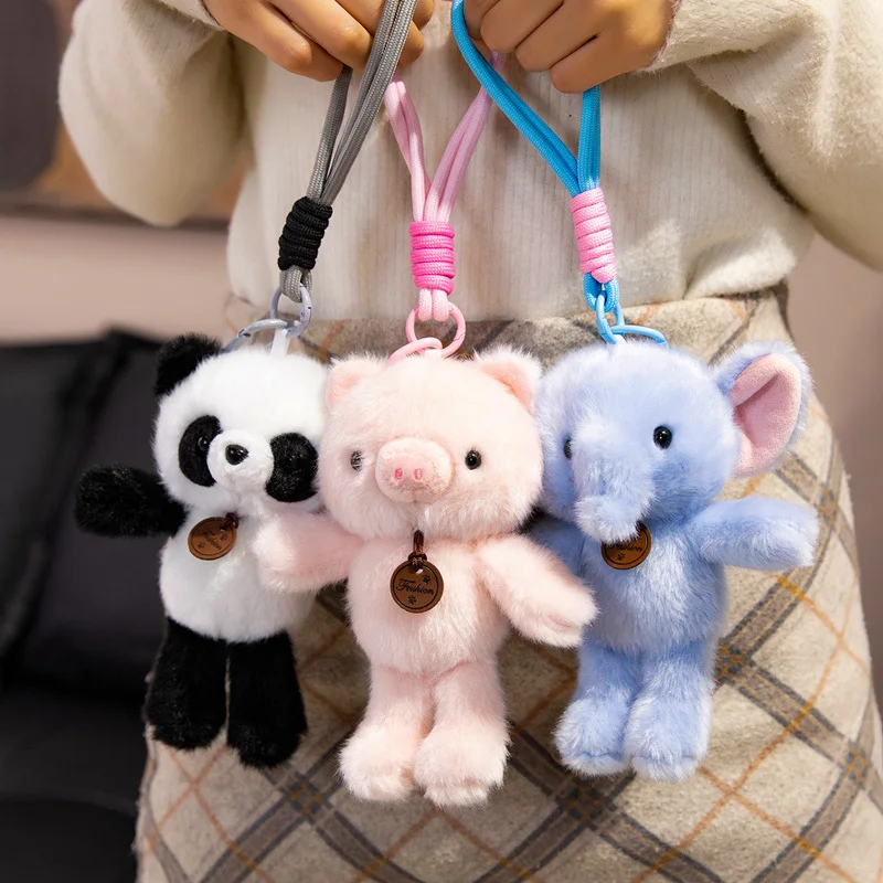 Sloth Raccoon Panda Plush Backpack Pendant Keychain Boys Girls Toy Schoolbag Decoration Birthday Gift Cute Stuffed Keyring