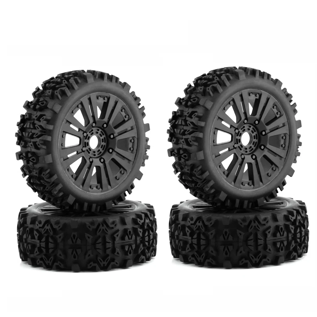 

4-Pack 120mm 1/8 Remote Control Off-Road Vehicle Tire Set 17mm Hexagonal Connector Compatible with Arrma Typhon/Talion, Traxxas and Other Multi-Brand 1/8 Remote Control Vehicles