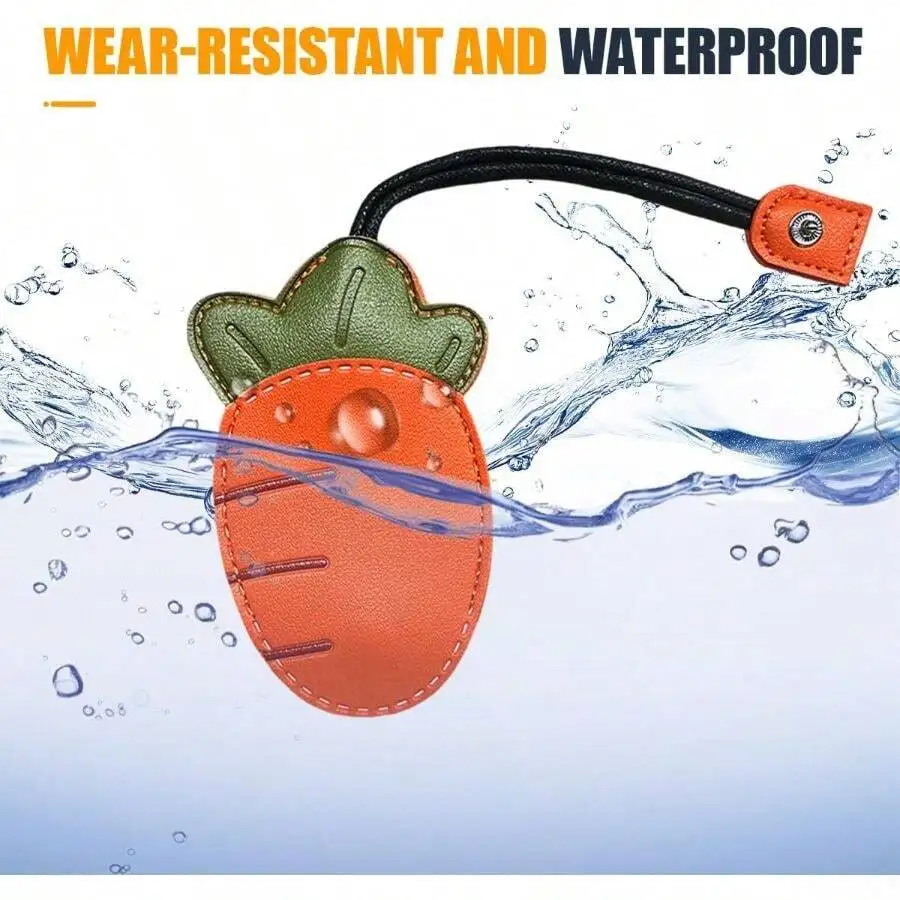 

Carrot Shaped Leather Keychain Holder Waterproof Wear Resistant Key Cover