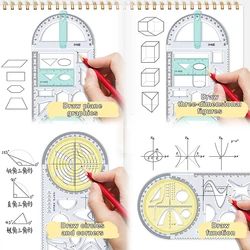 学校、一次活動の描画、幾何学的定規、三角形の定規、コンパス、分度器用の多機能測定ツールセット