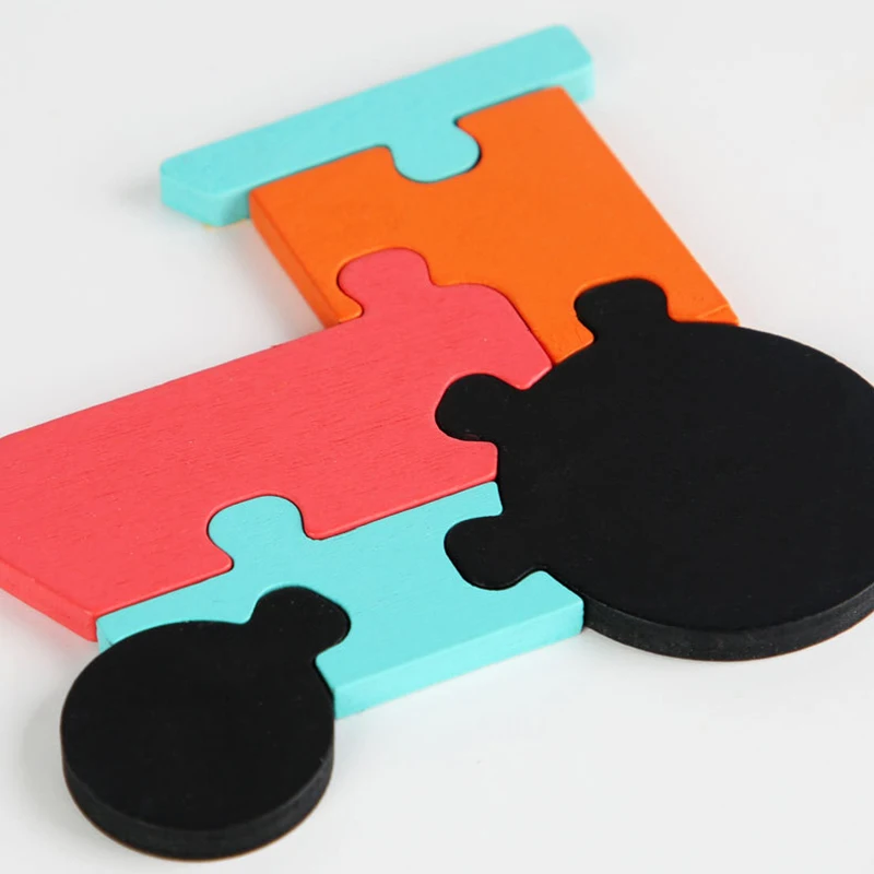 Wooden Puzzle Montessori Animals Carton Colorful Learning Education Toys Tangram Jigzaw Cognitive Wood For Children Kids Gift