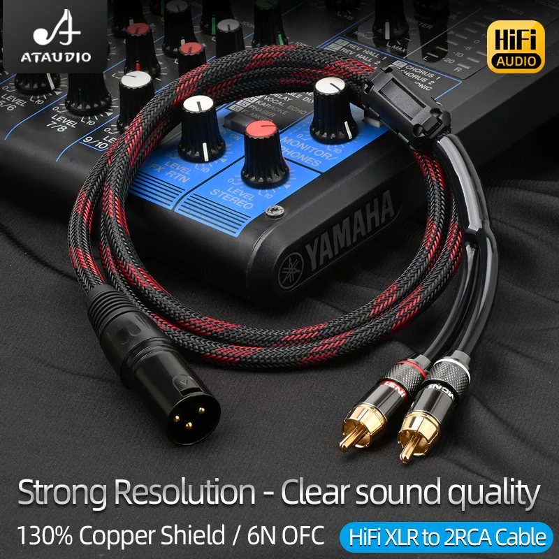 HiFi XLR to 2RCA Cable for Microphone Speaker Hi-end 6N OFC XLR Male&Female Jack to 2RCA Adapter Cord Professional Audio Cable