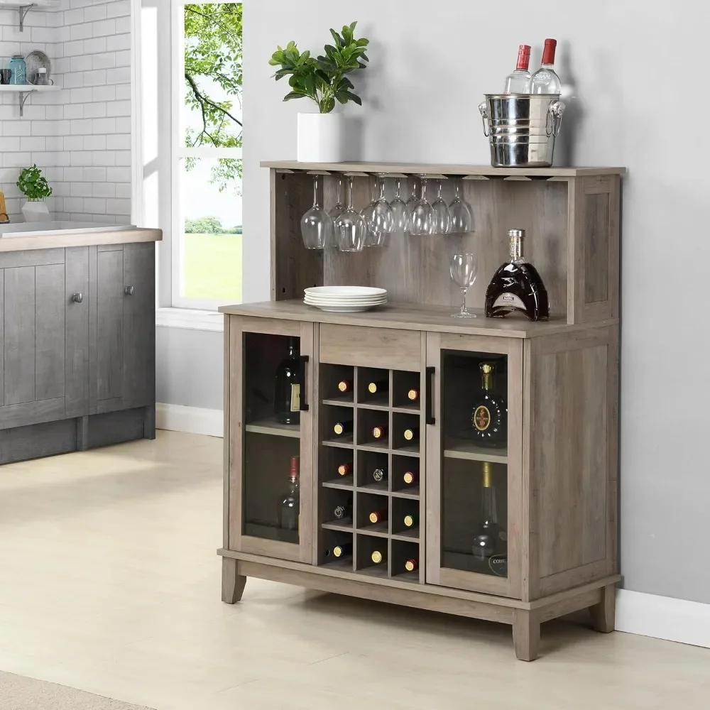 

44.5" Bar Cabinet with Wine Rack,Coffee Bar Table and Microwave Station Cabinet for Home,Sideboard Buffet Cabinet with Storage