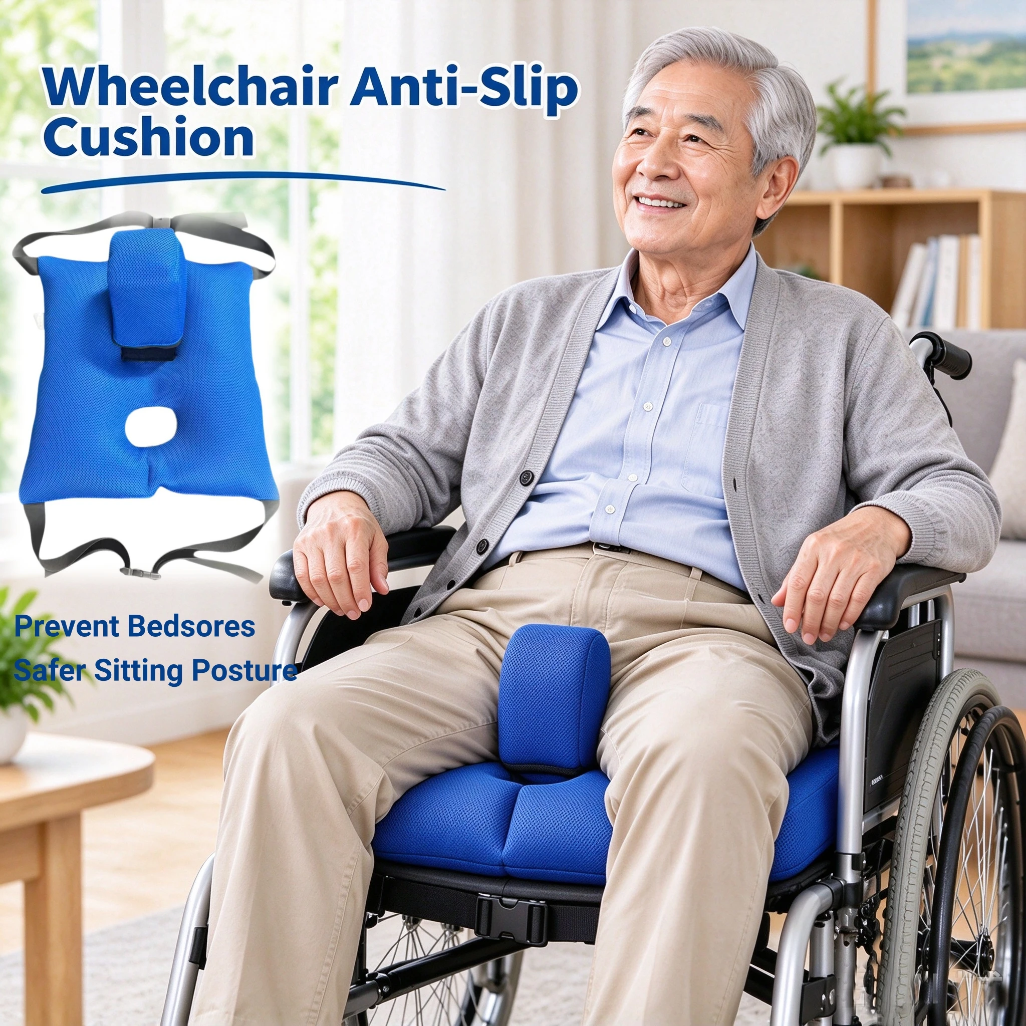 Wheelchair Pommel Positioning Cushion Anti-Slip Seat Cushion for Elderly & Patients Anti-Fall Preventing Pressure Ulcers