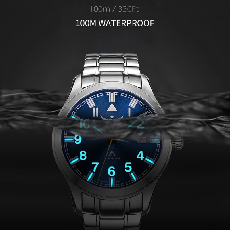 YELANG New Pilot H3 T100 Self Luminous Quartz Watches Waterproof 100m Sapphire Mirror Men's Watch Military Sports Watch V1021SS