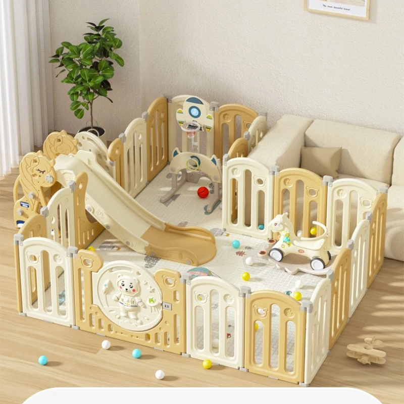 Foldable Baby Playpen Play Yard Safety Fence Portable Indoor Outdoor Toddler Play Mat Soft Foam Non Slip Home Play Area Bebes